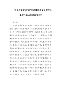 市发改局党组书记在总体国家安全观中心组学习会上研讨发言材料