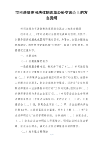 市司法局在司法体制改革经验交流会上的发言提纲