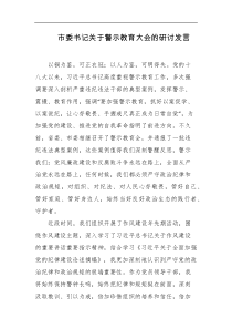 市委书记关于警示教育大会的研讨发言