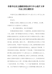 市委书记在主题教育理论学习中心组扩大学习会上的主题发言
