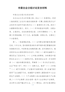 市委全会分组讨论发言材料