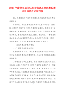 2025年度党支部书记落实党建及党风廉政建设主体责任述职报告