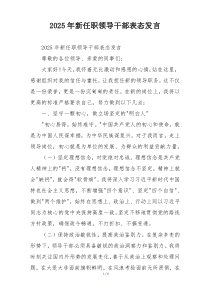 2025年新任职领导干部表态发言