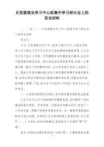 乡党委理论学习中心组集中学习研讨会上的发言材料