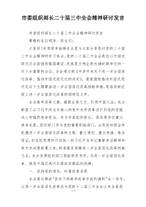 市委组织部长二十届三中全会精神研讨发言