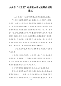 乡关于“十五五”时期重点领域发展的规划建议