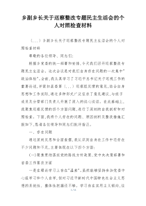 乡副乡长关于巡察整改专题民主生活会的个人对照检查材料