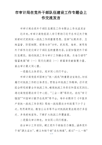 市审计局在党外干部队伍建设工作专题会上作交流发言