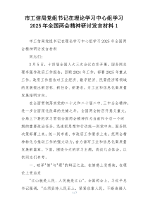 市工信局党组书记在理论学习中心组学习2025年全国两会精神研讨发言材料1