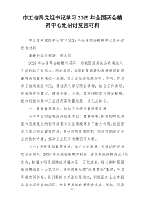 市工信局党组书记学习2025年全国两会精神中心组研讨发言材料