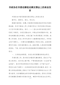 市政协在市委巡察组巡察反馈会上的表态发言