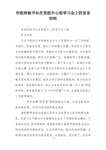市政府秘书长在党组中心组学习会上的发言材料