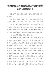 市民政局局长在省民政系统乡村振兴工作推进会议上的交流发言