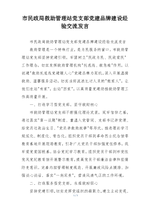 市民政局救助管理站党支部党建品牌建设经验交流发言