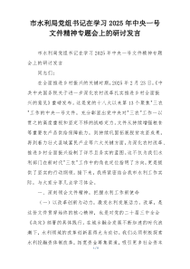 市水利局党组书记在学习2025年中央一号文件精神专题会上的研讨发言