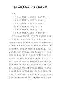市生态环境保护大会发言整理5篇