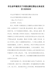 市生态环境局关于市委巡察反馈会议表态发言20250630