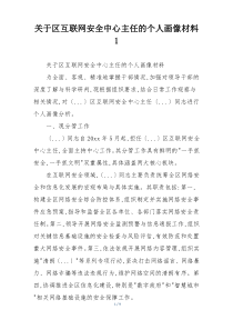 关于区互联网安全中心主任的个人画像材料1