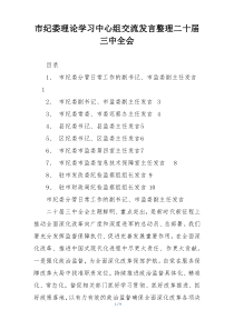 市纪委理论学习中心组交流发言整理二十届三中全会