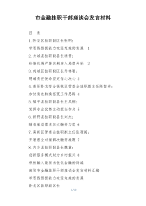 市金融挂职干部座谈会发言材料
