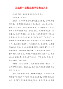 当选新一届村党委书记表态发言