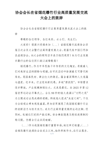 协会会长在省烟花爆竹行业高质量发展交流大会上的致辞