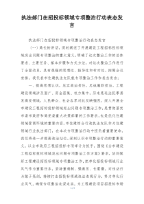 执法部门在招投标领域专项整治行动表态发言