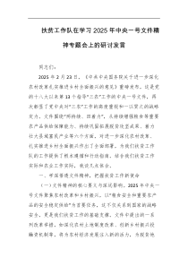 扶贫工作队在学习2025年中央一号文件精神专题会上的研讨发言