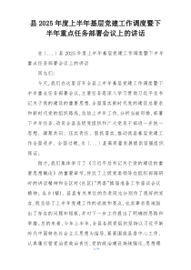 县2025年度上半年基层党建工作调度暨下半年重点任务部署会议上的讲话