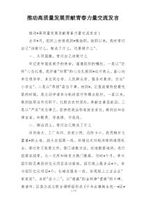 推动高质量发展贡献青春力量交流发言