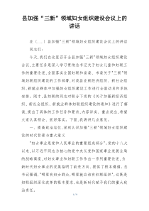 县加强“三新”领域妇女组织建设会议上的讲话