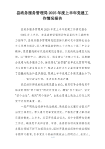 县政务服务管理局2025年度上半年党建工作情况报告