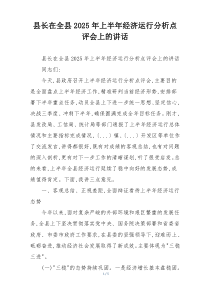 县长在全县2025年上半年经济运行分析点评会上的讲话