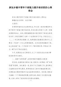 参加乡镇中青年干部能力提升培训班的心得体会