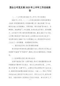 国企公司党支部2025年上半年工作总结报告