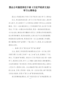 国企公司基层岗位干部《习近平经济文选》学习心得体会
