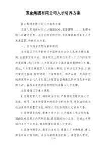 国企集团有限公司人才培养方案