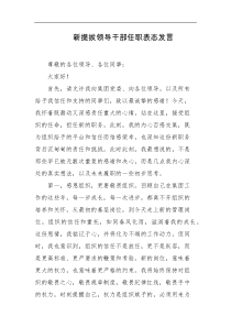 新提拔领导干部任职表态发言