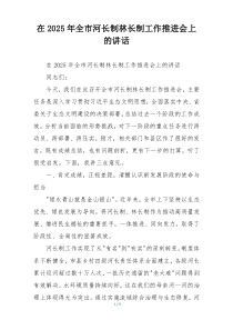 在2025年全市河长制林长制工作推进会上的讲话