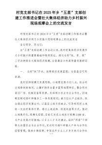村党支部书记在2025年乡“五星”支部创建工作推进会暨壮大集体经济助力乡村振兴现场观摩会上的交流发言