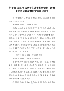 村干部2025年云南省曲靖市统计造假、政治生态恶化典型案例交流研讨发言