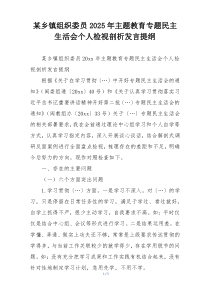 某乡镇组织委员2025年主题教育专题民主生活会个人检视剖析发言提纲