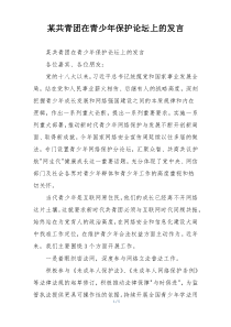 某共青团在青少年保护论坛上的发言