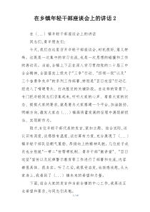 在乡镇年轻干部座谈会上的讲话2