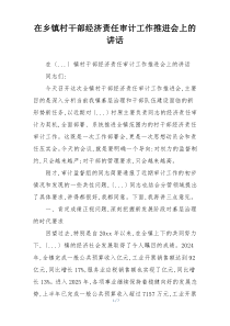 在乡镇村干部经济责任审计工作推进会上的讲话