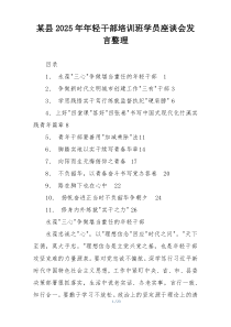 某县2025年年轻干部培训班学员座谈会发言整理