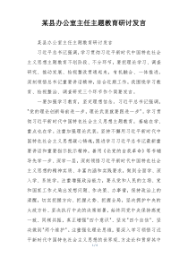 某县办公室主任主题教育研讨发言