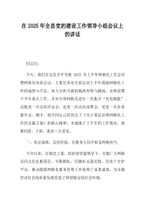 在2025年全县党的建设工作领导小组会议上的讲话