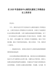 在2025年县综治中心规范化建设工作推进会议上的讲话