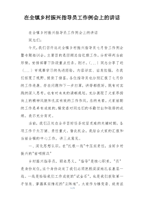 在全镇乡村振兴指导员工作例会上的讲话